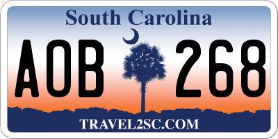 SC license plate AOB268