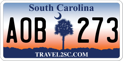 SC license plate AOB273