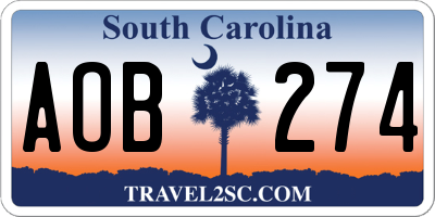 SC license plate AOB274