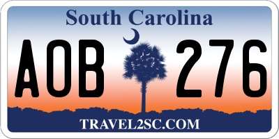 SC license plate AOB276