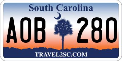 SC license plate AOB280