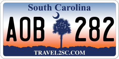 SC license plate AOB282