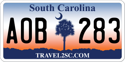 SC license plate AOB283
