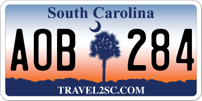 SC license plate AOB284