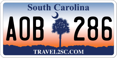 SC license plate AOB286