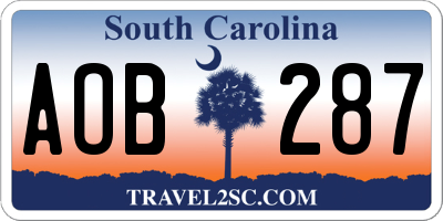 SC license plate AOB287