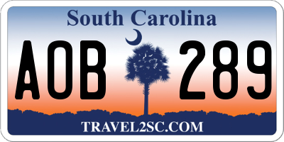 SC license plate AOB289