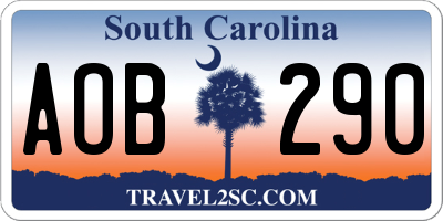 SC license plate AOB290