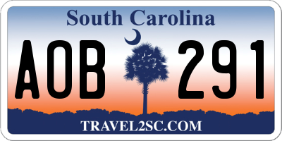 SC license plate AOB291