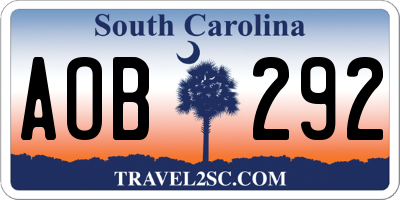 SC license plate AOB292