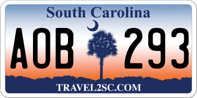SC license plate AOB293