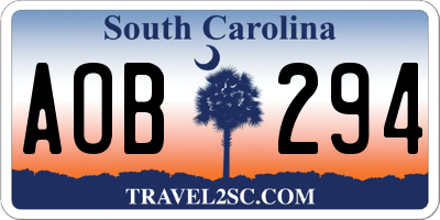 SC license plate AOB294