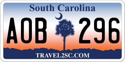 SC license plate AOB296