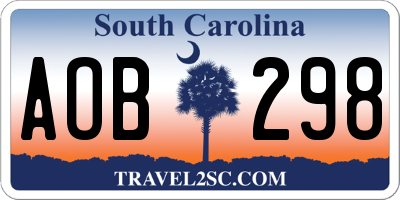 SC license plate AOB298