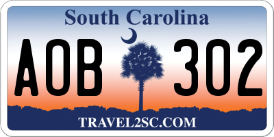 SC license plate AOB302