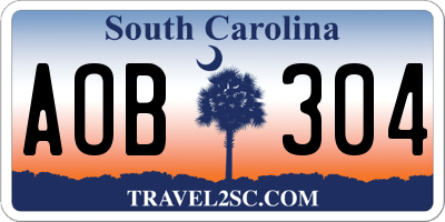 SC license plate AOB304