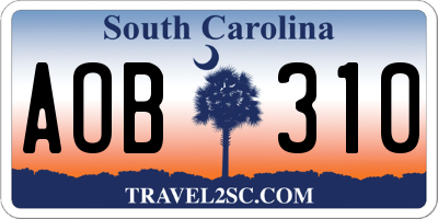SC license plate AOB310