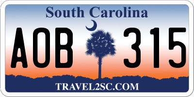 SC license plate AOB315