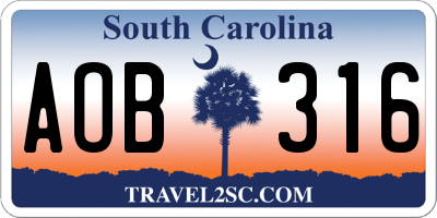 SC license plate AOB316
