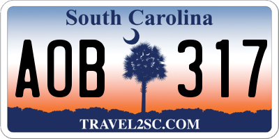 SC license plate AOB317