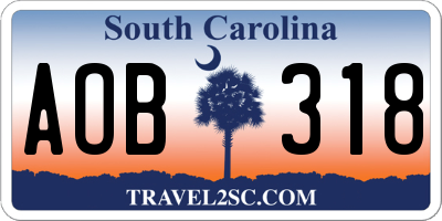 SC license plate AOB318