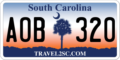 SC license plate AOB320