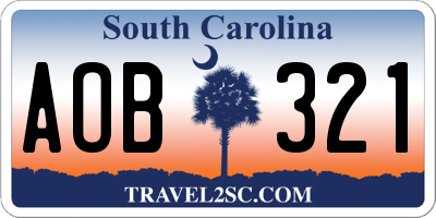 SC license plate AOB321