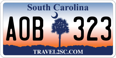 SC license plate AOB323