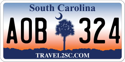 SC license plate AOB324