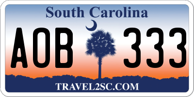 SC license plate AOB333