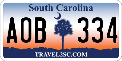 SC license plate AOB334