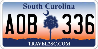 SC license plate AOB336