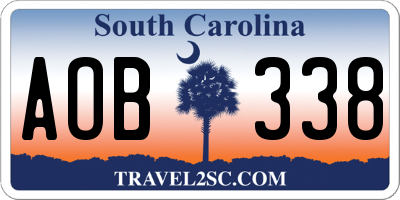 SC license plate AOB338