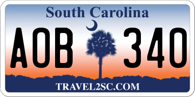 SC license plate AOB340