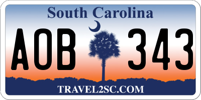 SC license plate AOB343