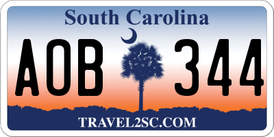 SC license plate AOB344
