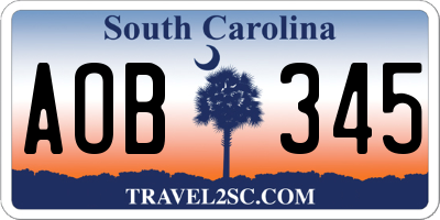 SC license plate AOB345