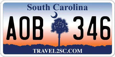 SC license plate AOB346