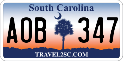SC license plate AOB347