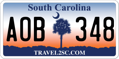 SC license plate AOB348