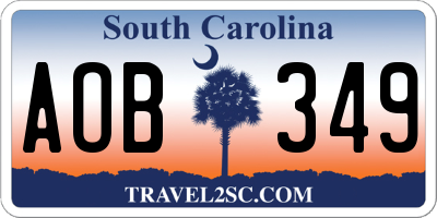 SC license plate AOB349