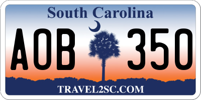 SC license plate AOB350