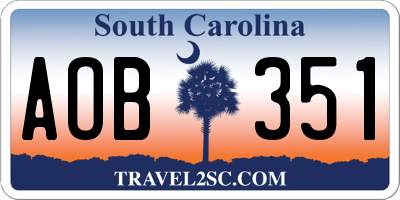 SC license plate AOB351