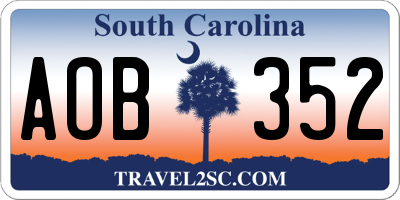 SC license plate AOB352