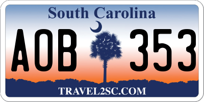 SC license plate AOB353
