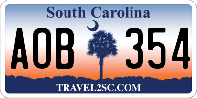 SC license plate AOB354