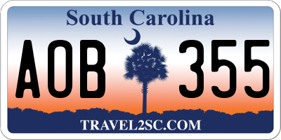 SC license plate AOB355