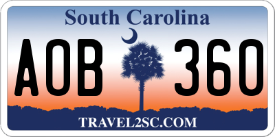 SC license plate AOB360