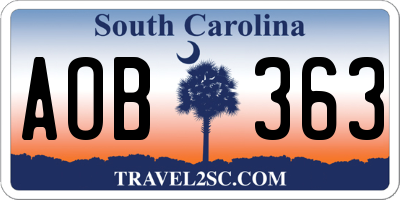 SC license plate AOB363