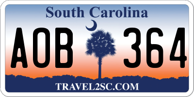 SC license plate AOB364